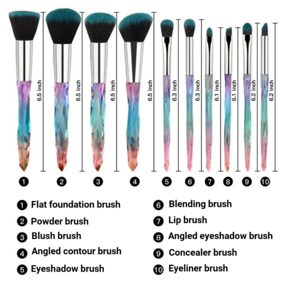 MYSTIC Topaz 10-piece Vegan Makeup Brush Set - Picture 8 of 9